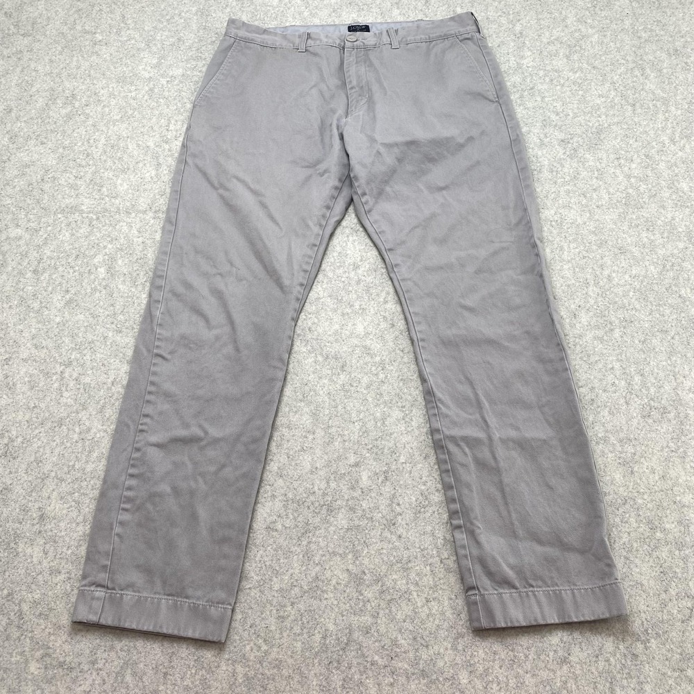 J.Crew The Driggs Mens 33x30 Pants (32x26) Gray Slim Cotton Chino Straight Leg